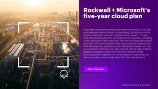 Copyright © 2020 Accenture. All rights reserved.6
Rockwell + Microsoft’s
five-year cloud plan
Read full article
Rockwell A...