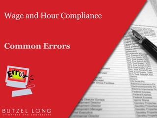 Wage and Hour ComplianceCommon Errors