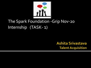 The Spark Foundation -Grip Nov-20
Internship (TASK- 1)
 