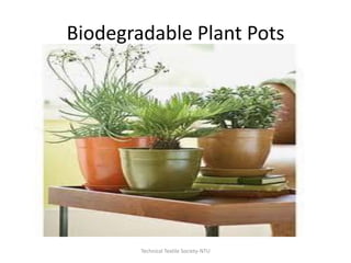 Biodegradable Plant Pots

Technical Textile Society-NTU

 