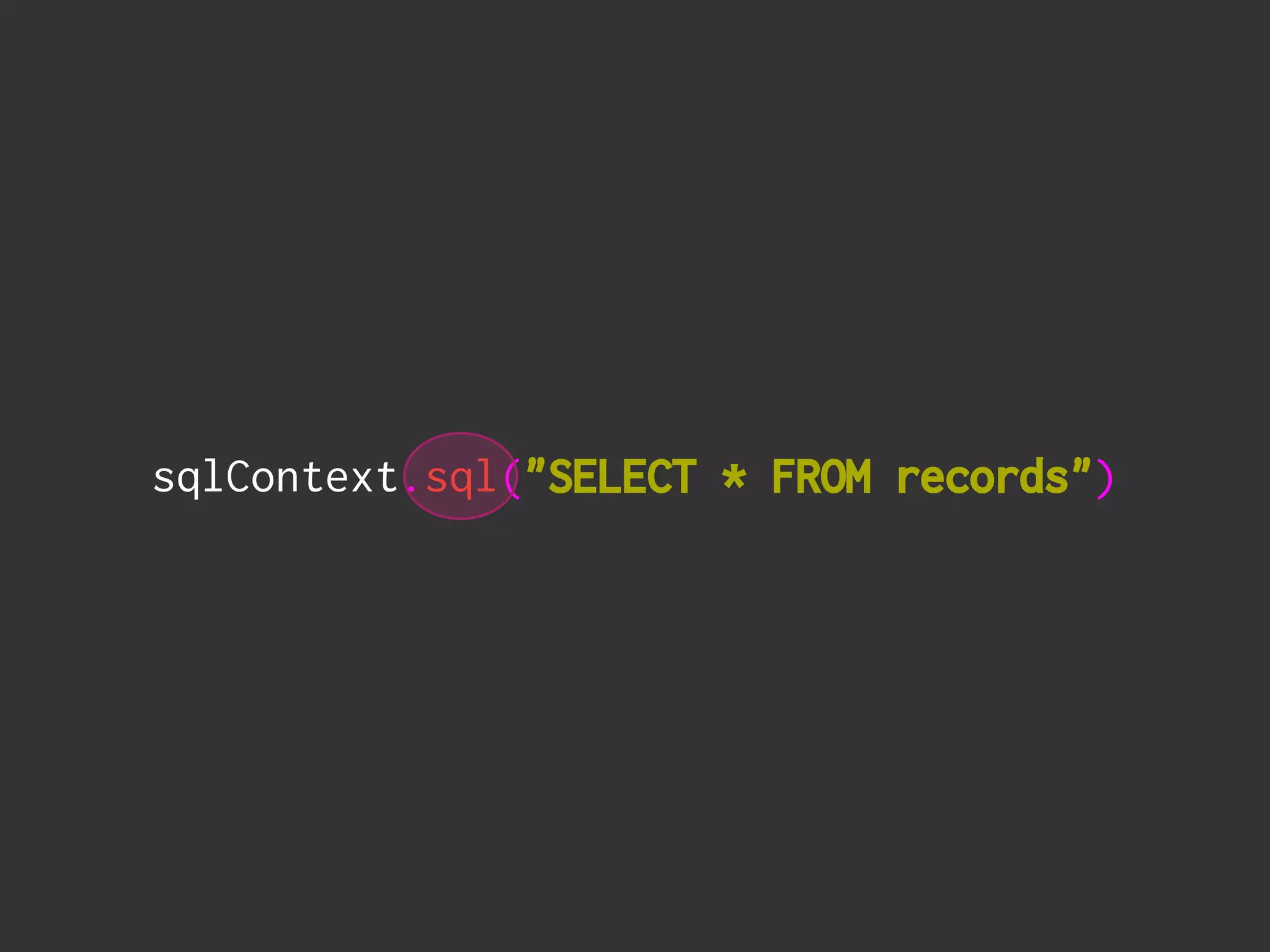 sqlContext.sql("SELECT * FROM records")
 