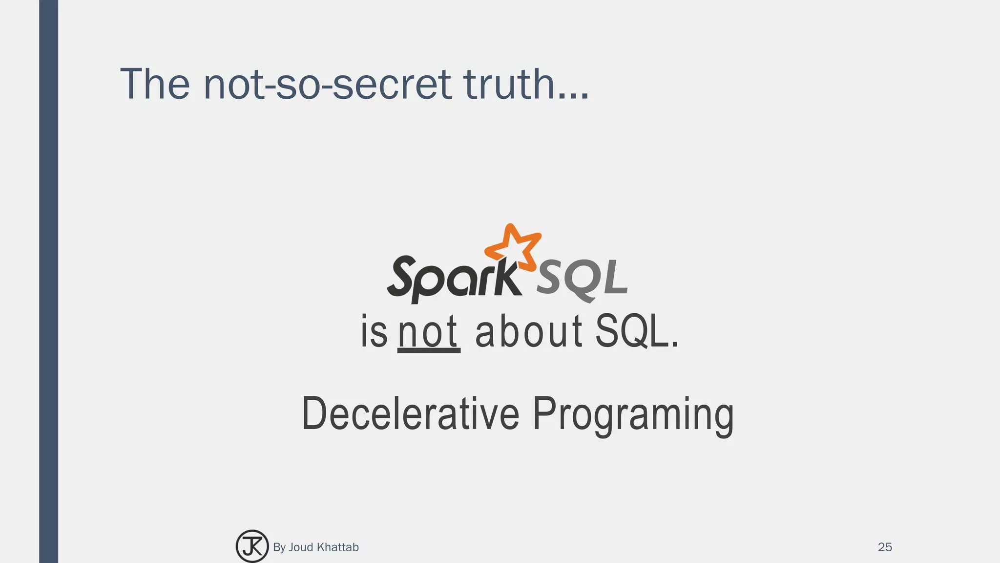 The not-so-secret truth…
25
SQL
is not about SQL.
Decelerative Programing
By Joud Khattab
 