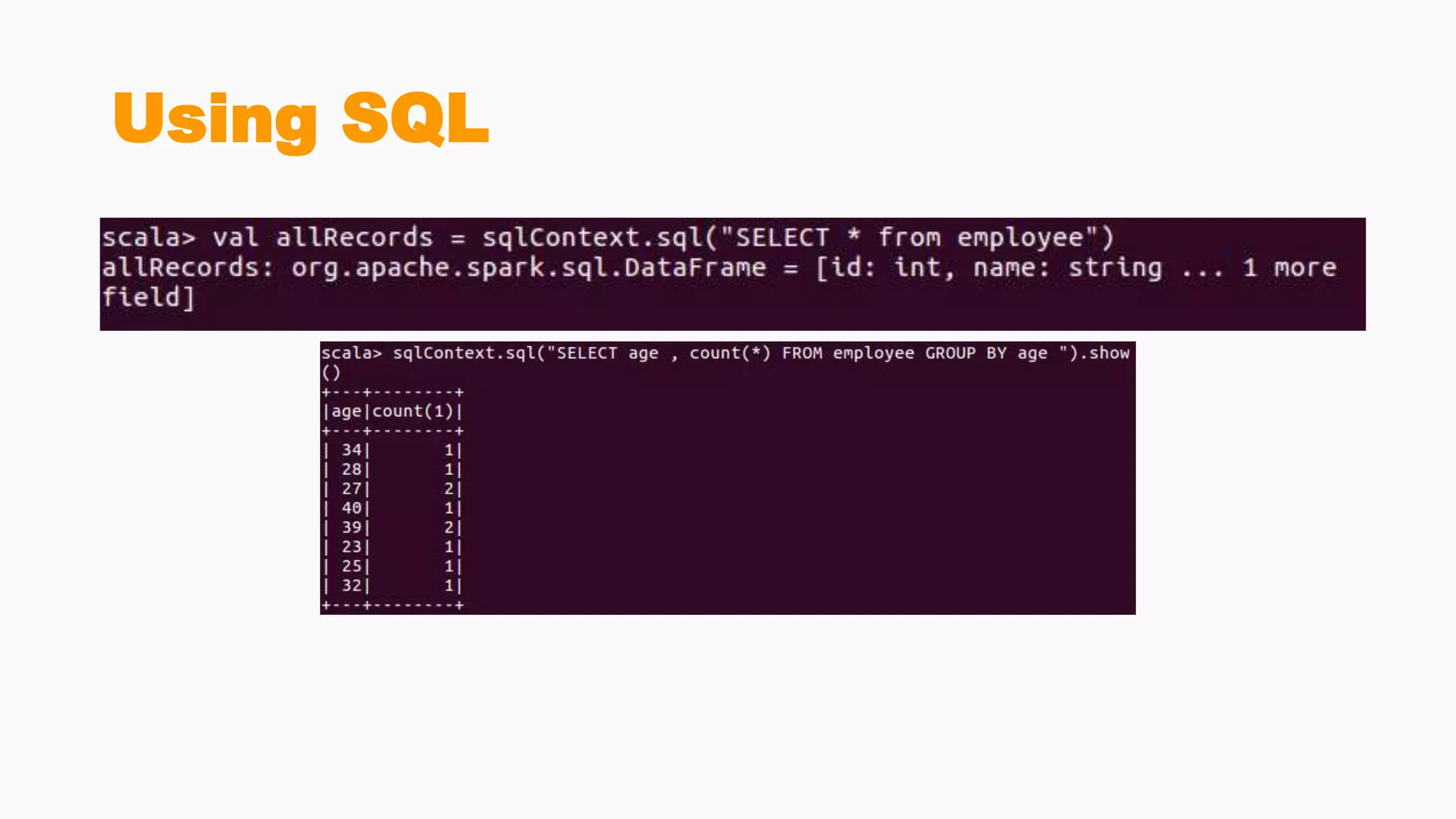 Using SQL
 