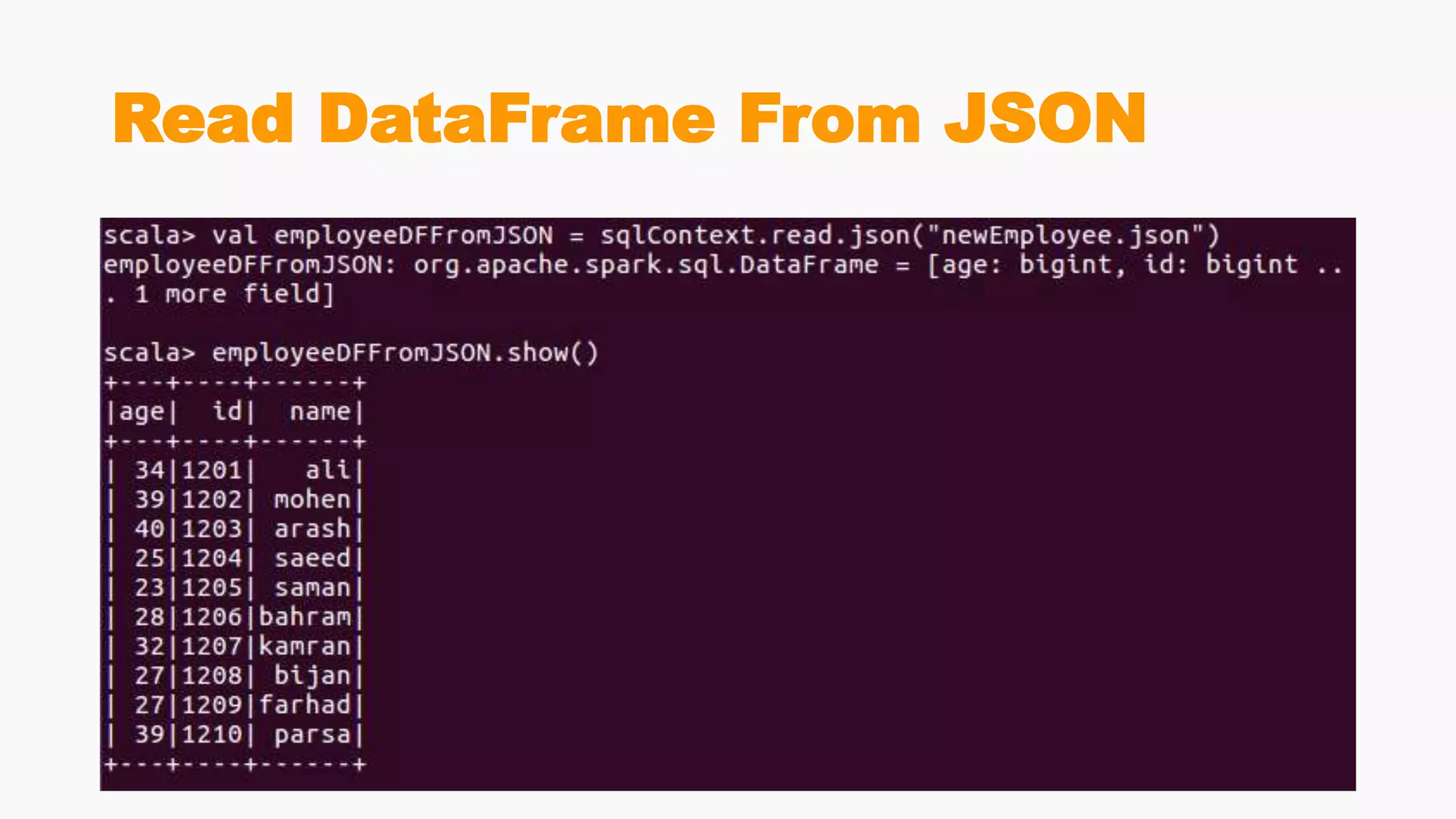 Read DataFrame From JSON
 