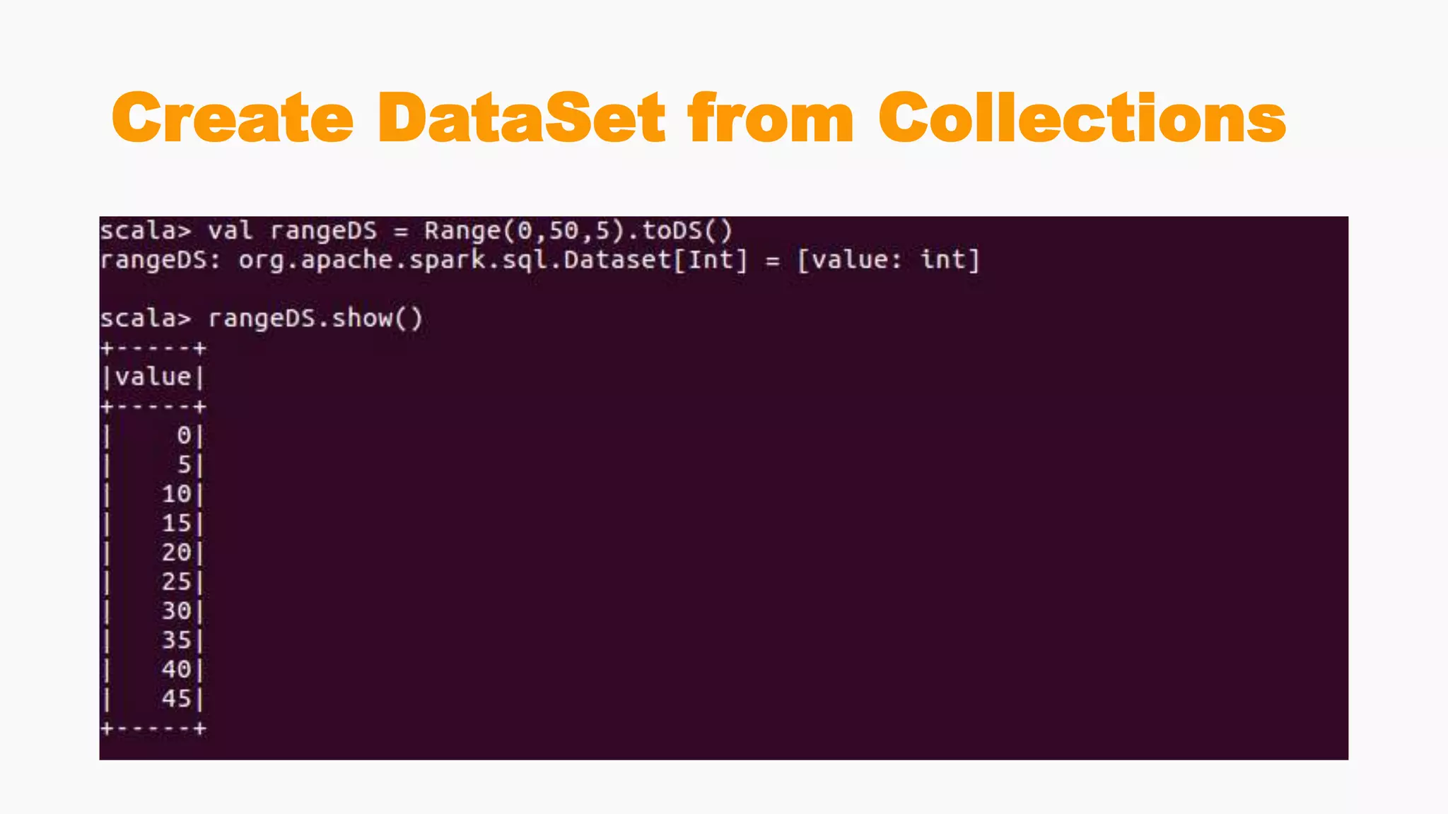 Create DataSet from Collections
 