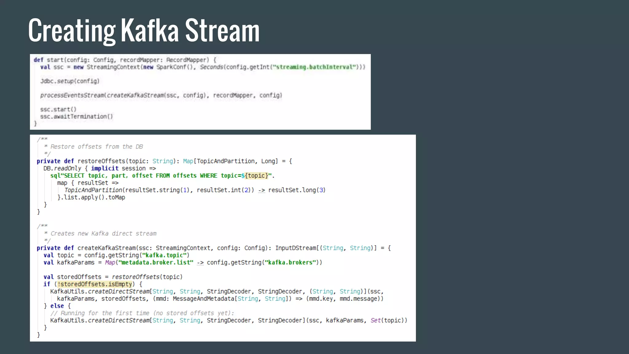 Creating Kafka Stream
 