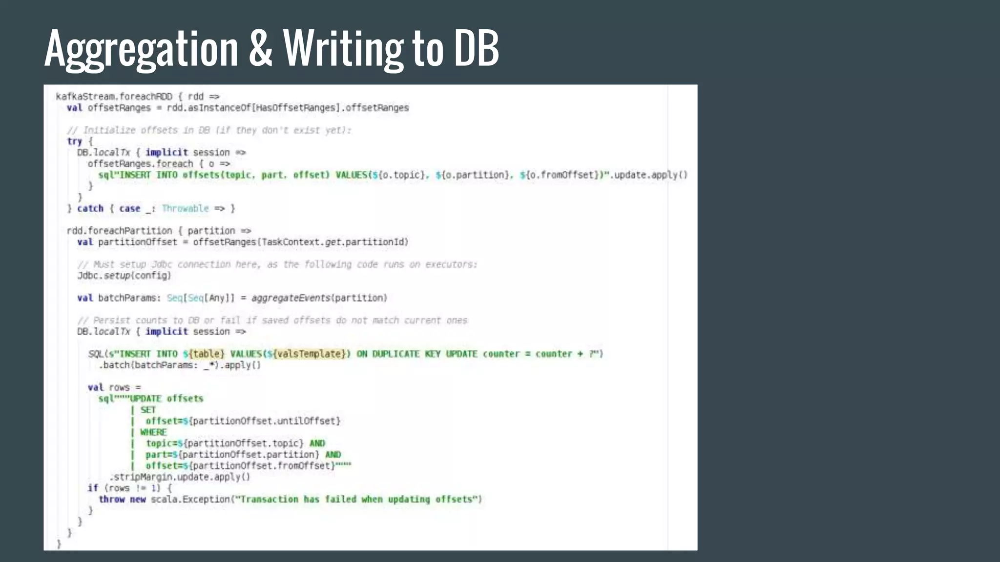 Aggregation & Writing to DB
 