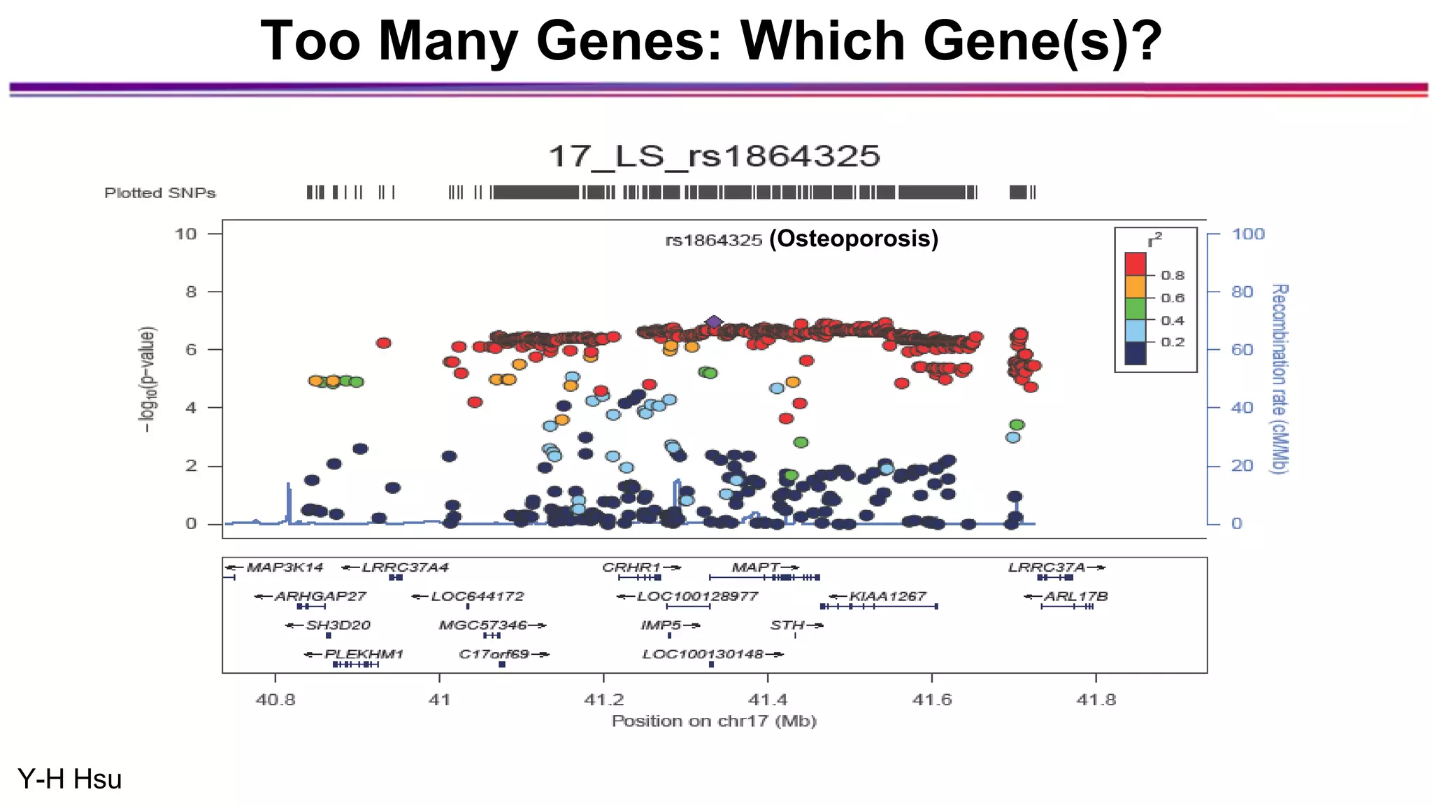 Too Many Genes: Which Gene(s)?
(Osteoporosis)
Y-H Hsu
 