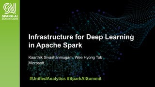 Kaarthik Sivashanmugam, Wee Hyong Tok
Microsoft
Infrastructure for Deep Learning
in Apache Spark
#UnifiedAnalytics #SparkAISummit
 