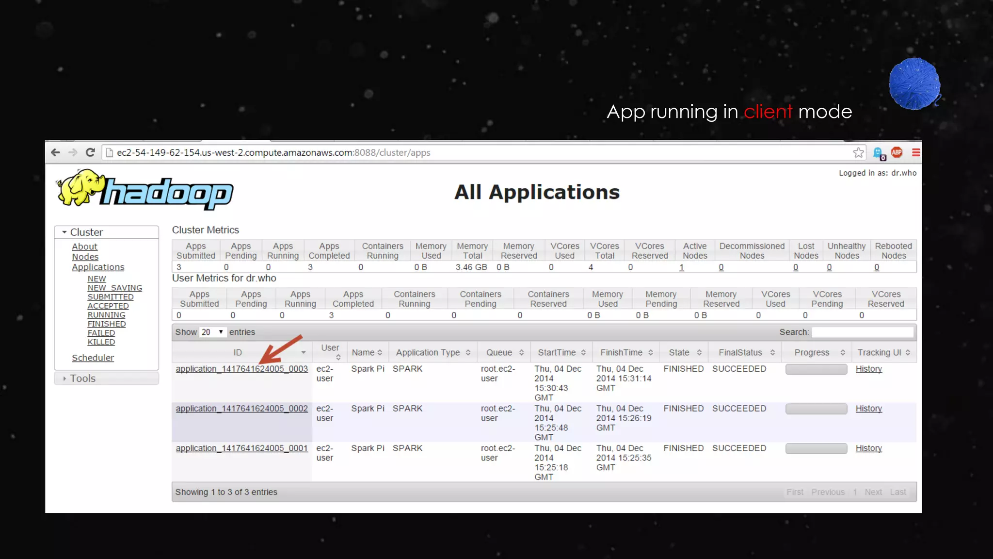 App running in client mode
 