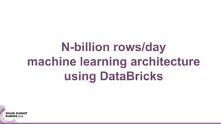 N-billion rows/day
machine learning architecture
using DataBricks
 