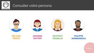 Consulter votre persona
5 min
MÉLANIE
BRAUD
JOHANNE
GALTIER
BEATRICE
TREMBLAY
PHILIPPE
NORMANDEAU
 