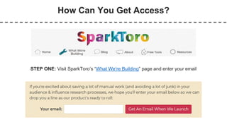 How Can You Get Access?
STEP ONE: Visit SparkToro’s “What We’re Building” page and enter your email
 