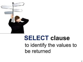 SELECT  clause to identify the values to be returned 
