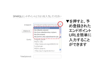 ▼を押すと、予
め登録された
エンドポイント
URLを簡単に
入力すること
ができます

 