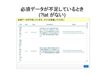 必須データが不足している場合
(?lat がない)

 