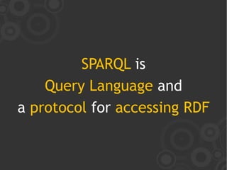 SPARQL is
    Query Language and
a protocol for accessing RDF
 