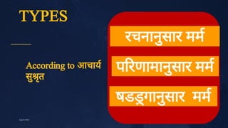 TYPES
10
July10,2020
According to आचाय
सु
ृ
त
रचनानु
सार मम
प रणामानु
सार मम
षड गानु
सार मम
 