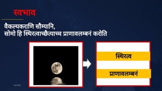 वभाव
वै
क यकरा ण सौ या न,
सोमो ह थर वा छै
या च ाणावल बनं
करो त
39
July10,2020
थर व
ाणावल बनं
 