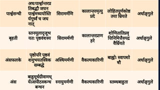 पा स धी
अधःपा ा तर
तब ौ जघन
पा म ययो त
यगू
व च जघ
नात्
सरामम ण
काला तरमृ
यु
दे
लो हतपू
णको
तया यते
अधा गु
ले
बृ
हती
तनमू
ला जू
भ
यतः पृ
वं
श य सराममणी
काला तर ाण
हरे
शो णता त वृ
न म ै
प
वैयते
अधा गु
ले
अं
सफलक
े
पृ
ोप र पृ
वं
शमु
भयत क
स ब े
अ थममणी वै
क यका रणी
बा ोः वापशो
षौ
अधा गु
ले
अं
स
बा मू
ध ीवामध्
यऽसपीठ क ध
ब धन
नायु
ममणी वै
क यका रणी त धबा ता अधा गु
ले
 