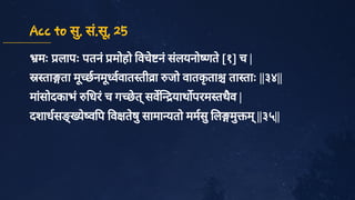 Acc to सु
. सं
.सू
. 25
मः लापः पतनंमोहो वचे
नं
सं
लयनो णते
[१] च |
ता ता मू
छनमू
ववात ती ा जो वातक
ृ
ता ता ताः ||३४||
मां
सोदकाभंधरं
च ग छे
त्
सव याथ परम तथै
व |
दशाधसङ्
ये
व प व ते
षु
सामा यतो ममसु
ल मुम्
||३५||
 