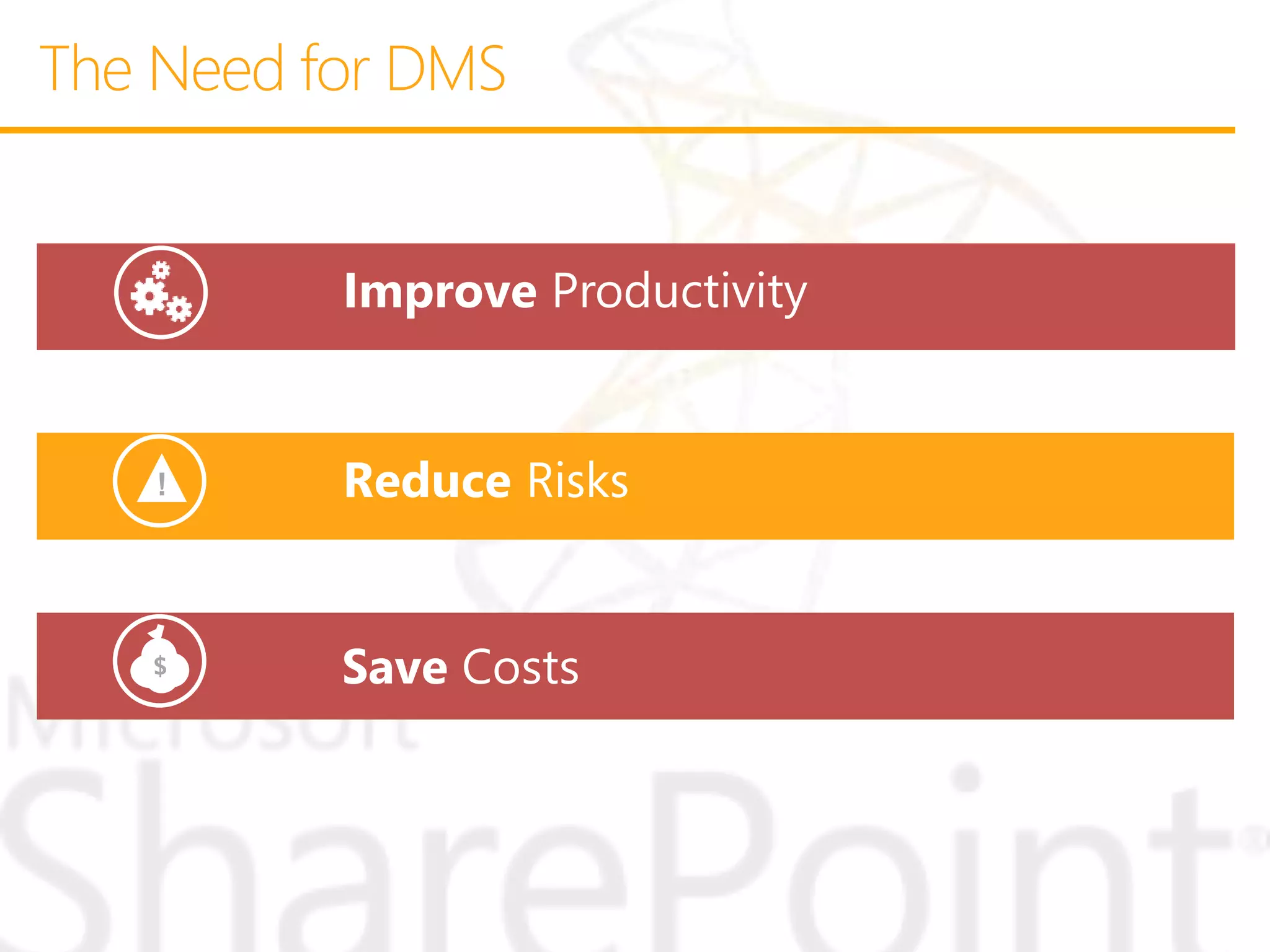 !
$
Improve Productivity
Reduce Risks
 