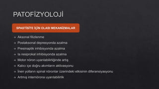 SPASTİSİTE İÇİN OLASI MEKANİZMALAR
 