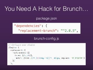 You Need A Hack for Brunch…
package.json
brunch-conﬁg.js
 