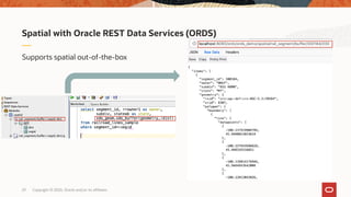 Copyright © 2020, Oracle and/or its affiliates29
Spatial with Oracle REST Data Services (ORDS)
Supports spatial out-of-the-box
 