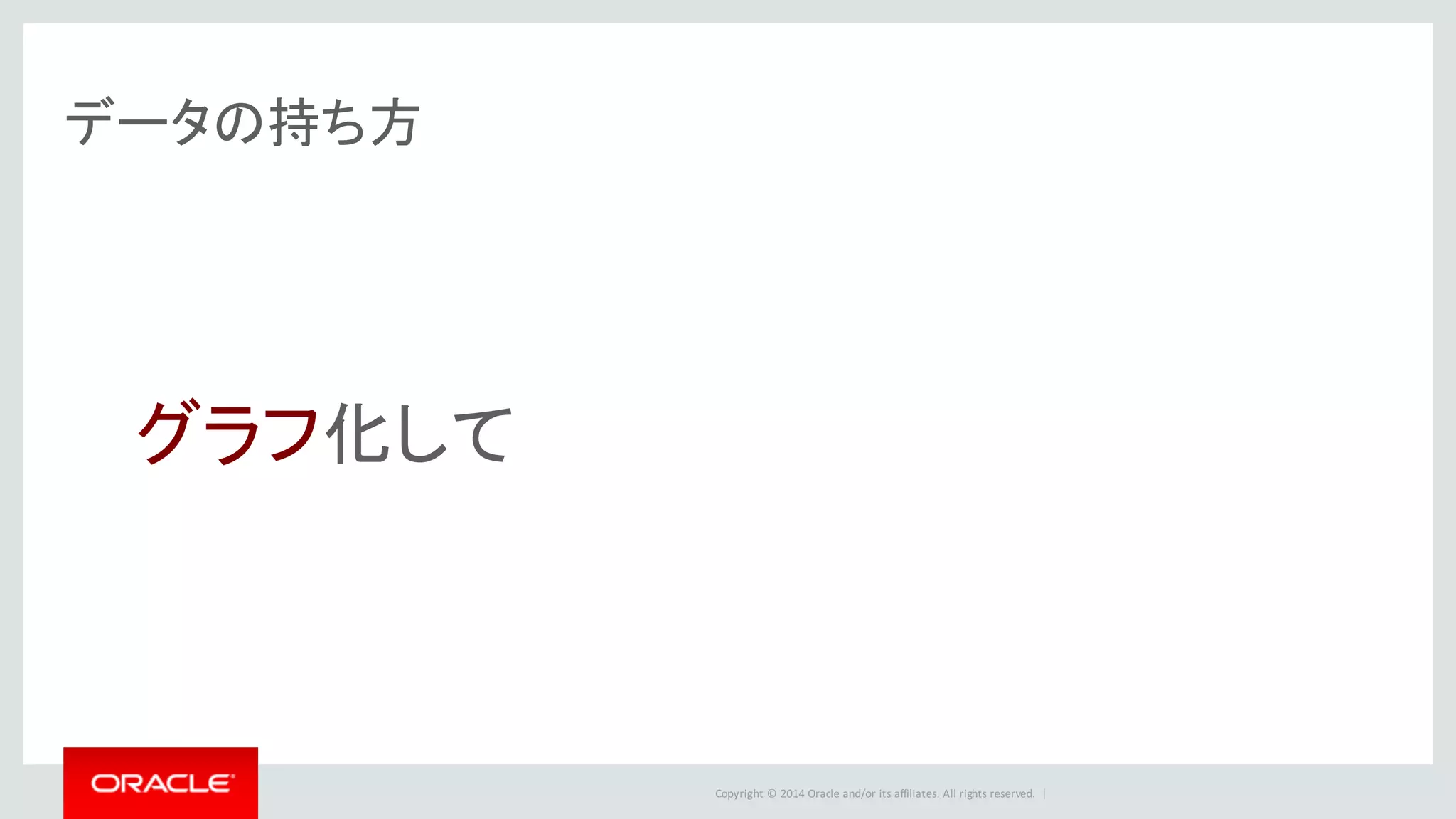 Copyright	©	2014	Oracle	and/or	its	affiliates.	All	rights	reserved.		|
データの持ち方
グラフ化して
 