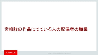 Copyright	©	2014	Oracle	and/or	its	affiliates.	All	rights	reserved.		|
宮崎駿の作品にでている人の配偶者の職業
 