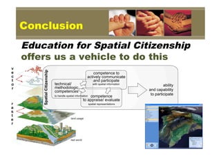 Conclusion
Education for Spatial Citizenship
offers us a vehicle to do this
 