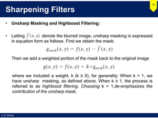 Unsharp Filter Image Processing: Spatial filters | PPSX