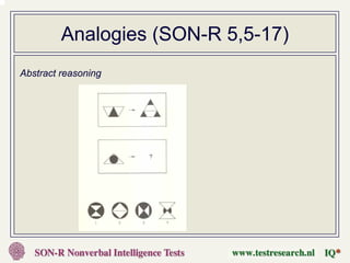 Analogies (SON-R 5,5-17)
Abstract reasoning
 