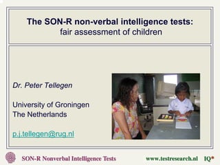 The SON-R non-verbal intelligence tests:
           fair assessment of children




Dr. Peter Tellegen

University of Groningen
The Netherlands

p.j.tellegen@rug.nl
 