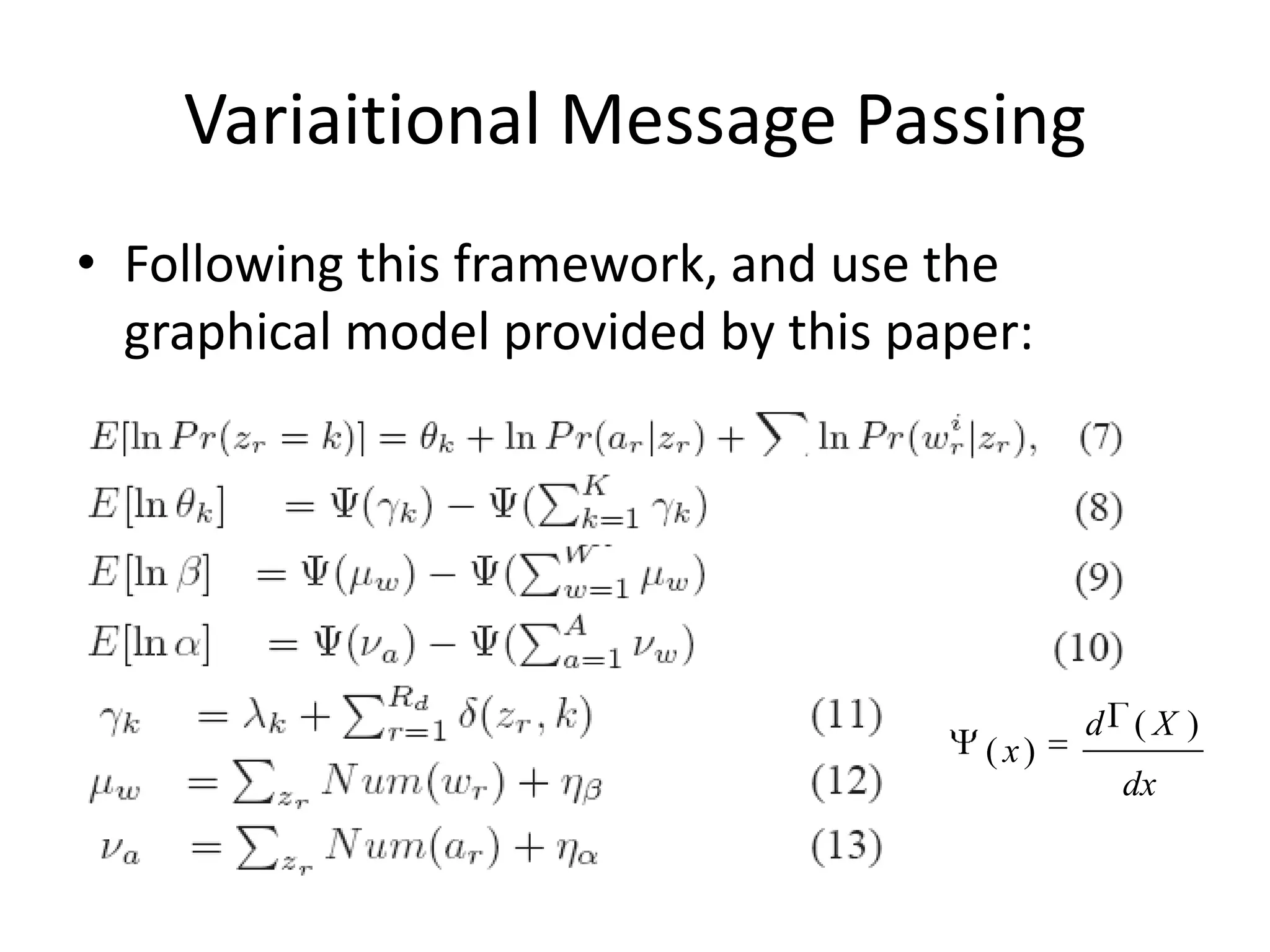 Spatial Latent Topic Model (Supervised)Now it becomes C x K matrix, i.e. θ depends on observed cFor a query image,Id , find its most probable category c: 
