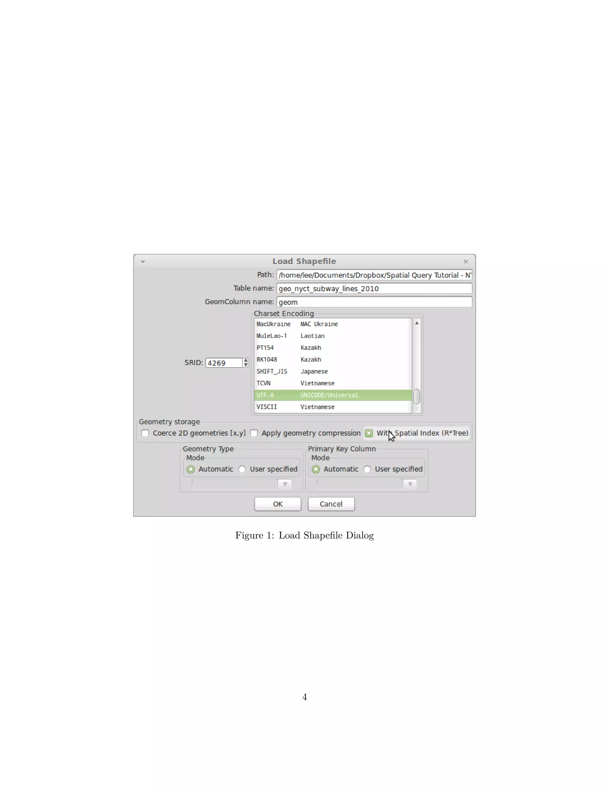 Figure 1: Load Shapeﬁle Dialog

4

 