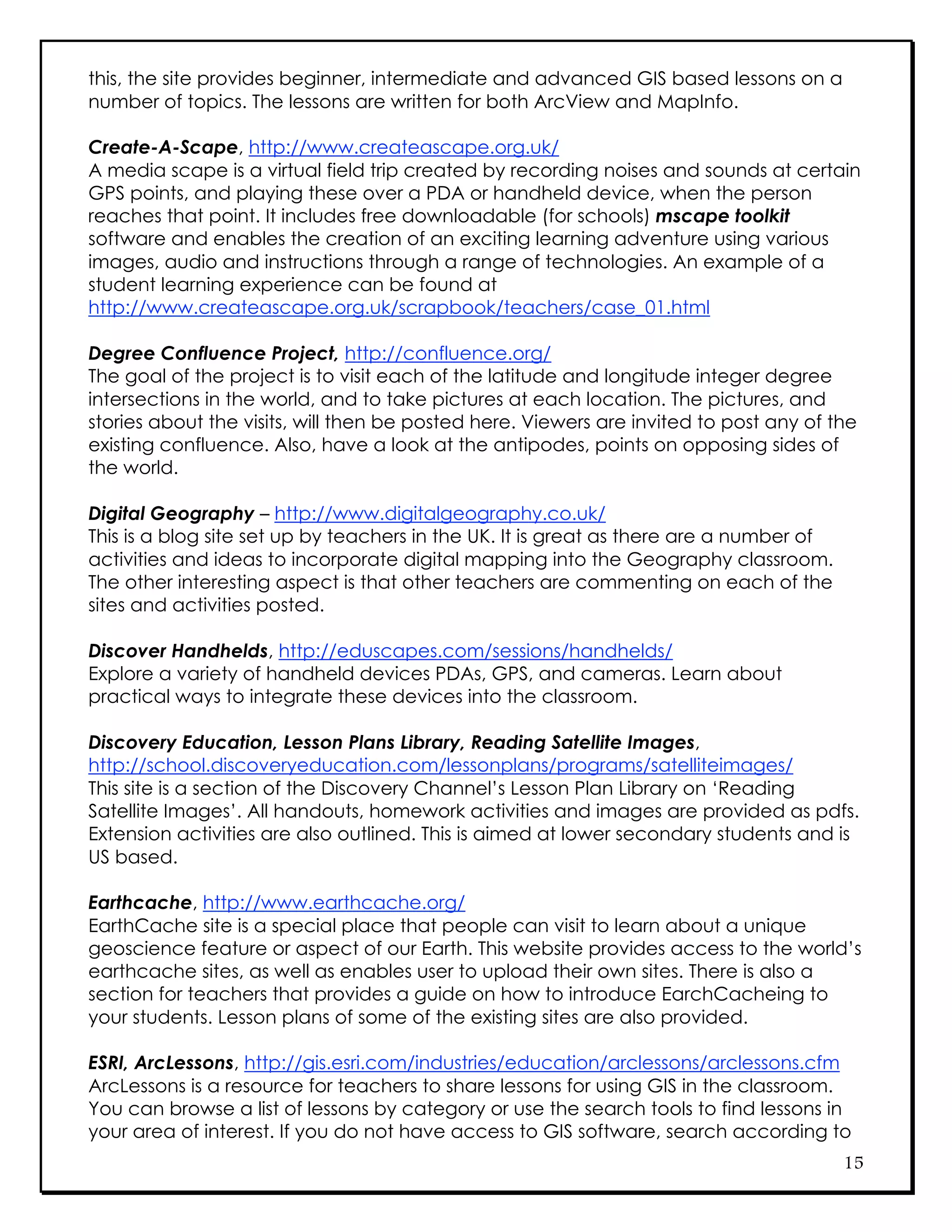 Spatial Technology Resources for Teachers | PDF