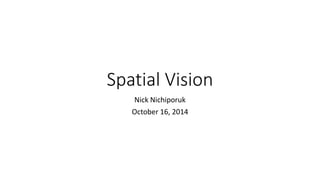 Spatial Vision
Nick Nichiporuk
October 16, 2014
 