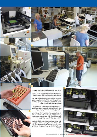 ‫3‬




‫4‬



    ‫7‬




‫5‬
    ‫8‬
                                                                  ‫9‬
        ‫4 - يتم وضع اللوحات بعد ذلك في الفرن للحام النهائي .‬

    ‫5 - يتم اضافة المكونات الكبيرة للوحة يدويا . و تظهر‬
     ‫هذه الصورة جوهر كل وحدة امداد طاقة اال و هو المحول.‬

    ‫6 - نوعية المكثفات الكهربائية المستخدمة تحدد عمر‬
    ‫خدمة كل وحدة امداد طاقة . تستخدم كهرباء سباون‬
    ‫مكثفات عالية الجودة لتكون قادرة على ضمان حياة خدمة‬
                 ‫طويلة – فهذا يقلل بشكل كبير من الفشل .‬

    ‫7 - يتم تجميع المكونات الكبيرة على خط التجميع هذا .‬
    ‫مدير االنتاج كورنيال كانو يشر ( يسار ) شرف على زمالئها‬
           ‫و تقرر نوع وحدة امداد الطاقة التي يتم تصنيعها .‬
‫6‬
    ‫8 - بعد تجميع جميع المكونات يتم ادخال لوحات الدوائر‬
    ‫في هذا الجهاز الذي يقوم باللحام بالموجات حيث يتم لحام‬
    ‫جميع المكونات معا . يقوم المشرف التقني كالوديو سادرا‬
              ‫بالتأكيد من ان جهاز اللحام يعمل بشكل جيد .‬

    ‫9 - جاهز : يتم تخزين وحدات امداد الطاقة حتى تكون‬
    ‫هناك حاجة الستخدامها في محول متعدد او منتج اخر .‬
    ‫االجهزة التي يتم طلبها من قبل شركات طلرف ثالث التي‬
    ‫ترغب في االستفادة من نوعية سباون يتم ارسالها الى‬
                                              ‫وجهتها .‬



                                ‫1-01 — ‪www.TELE-satellite.com‬‬
                                                            ‫‪1/2010 — TELE-satellite — Global Digital TV Magazine‬‬   ‫37‬
 