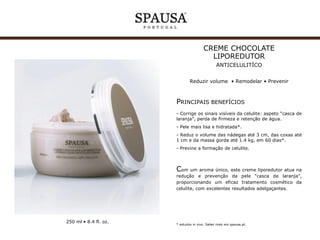 GEL TÉRMICO INOV
ADELGAÇANTE EFEITO CALOR
Redução aspeto “casca de laranja”
Alisar • Ativar

PRINCIPAIS BENEFÍCIOS
- Melhora o aspeto visível da celulite em 21%, após
3 semanas*.
- Reduz a acumulação de lípidos até 37%, em
10 dias**.
- Sensação de calor na pele, potenciando o efeito
adelgaçante e redutor.
- Enriquecido com cafeína, extratos vegetais e óleos
essenciais,
com
reconhecidas
propriedades
anticelulíticas.

Com

uma envolvência térmica e
de efeito quente oferece um
cosmético da celulite devido à sua
potenciando a diminuição das
superfície da pele.
250 ml • 8.4 fl. oz.

aromática, este gel
eficaz tratamento
forte ação redutora,
irregularidades na

* estudos in vivo. ** estudos in vitro. Saber mais em spausa.pt.

 