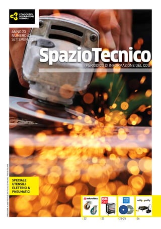 SPEDIZIONEINABB.POSTALE70%FILIALEDIMILANO-POSTEITALIANE
ANNO 23
NUMERO 60
GIUGNO2017
SpazioTecnico
CDU:
SPECIALE 25°
ANNIVERSARIO
24-25
Struttura compatta,
grandi prestazioni
FIDATI DEL BLU
Il nuovo sistema di micromotori PFERD
Con il nuovo sistema di micromotori MIM PFERD offre un‘alternativa conveniente e versatile
alle macchine pneumatiche. Con la sua regolazione variabile da 1.000 a 60.000 RPM
questo sistema non vanta soltanto un‘elevata stabilità, precisione di rotazione e coppia,
ma anche un grande comfort di lavoro e fino al 66% in meno di costi di esercizio.
Rivolgetevi al vostro consulente PFERD per informazioni sul nuovo sistema di micromotori
di PFERD.
Trovate le informazioni sui nostri prodotti e servizi innovativi sul nostro sito Internet.
SPEDIZIONEINABB.POSTALE70%FILIALEDIMILANO-POSTEITALIANE
ANNO 23
NUMERO 63
SETTEMBRE2018
SPECIALE
UTENSILI
ELETTRICI &
PNEUMATICI
2622 23
SpazioTecnicoPERIODICO DI INFORMAZIONE DEL CDU
 