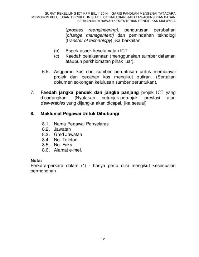 Sp Bil12014 Tatacara Pohon Kelulusan Teknikal Inisiatif Ict