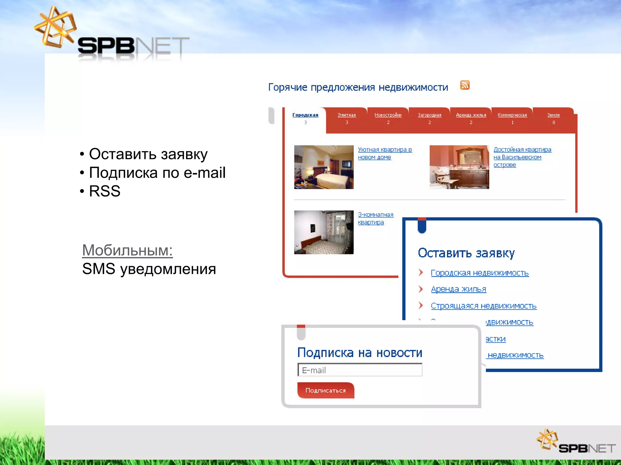 Features of a realtor company website projection