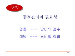 공정관리의 필요성 검출  ---  낭비의 감수 예방  ---  낭비의 회피 SPC 