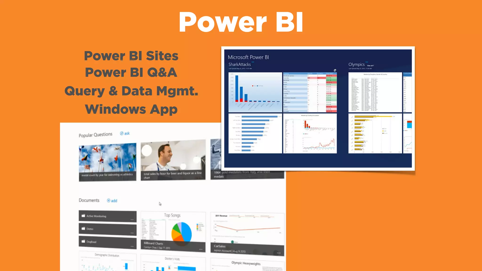 Power BI
Power BI Sites
Power BI Q&A
Query & Data Mgmt.
Windows App
 