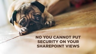 NO YOU CANNOT PUT
SECURITY ON YOUR
SHAREPOINT VIEWS
 