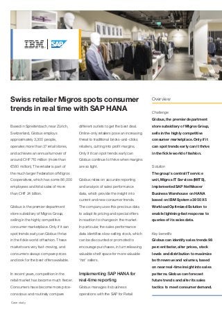 Swiss retailer Migros spots consumer trends in real time with SAP HANA