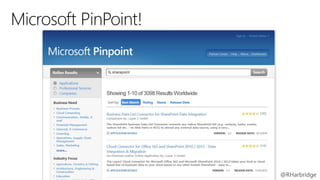 Microsoft PinPoint!

#SPC14

#SPC270

@RHarbridge

 