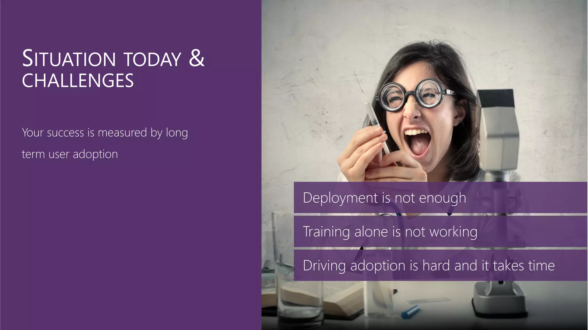 Deployment is not enough
Training alone is not working
Driving adoption is hard and it takes time
 